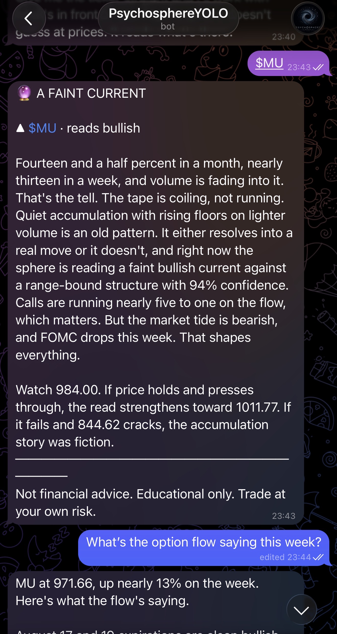 Psychosphere ticker read