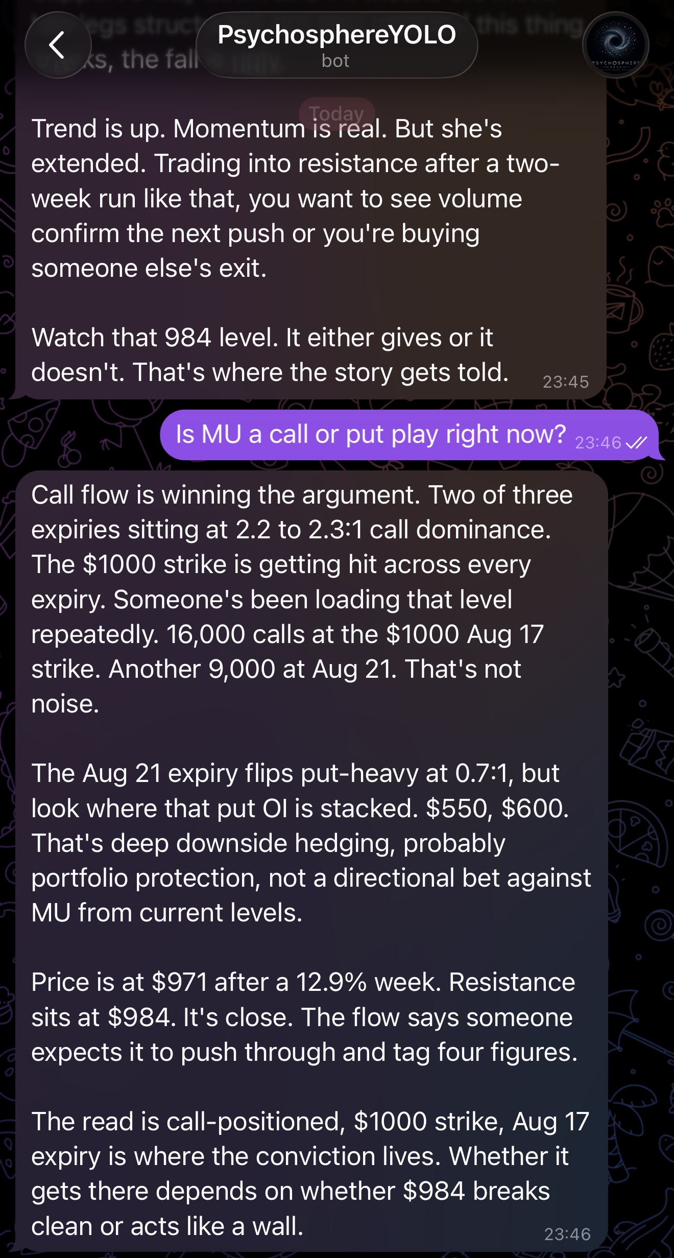 Psychosphere trade record